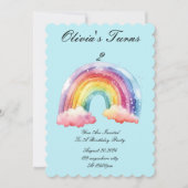 ベビーブルーの誕生日パーティー招待状 セーブザデート (正面)