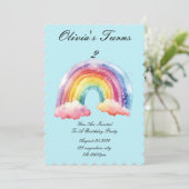 ベビーブルーの誕生日パーティー招待状 セーブザデート (スタンド正面)