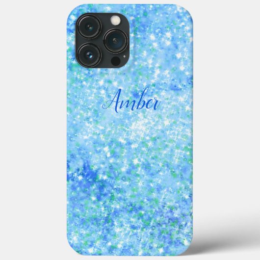 ベビーブルーの輝き グリッター エレガント Case-Mate iPhoneケース (裏面)