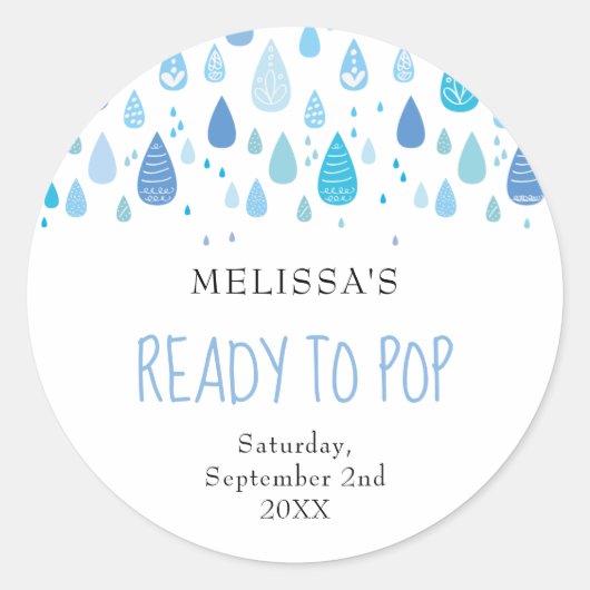 ベビーブルーの雫が降るReady to Pop ラウンドシール (正面)