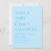 ベビーブルーはっきりした海結婚レトロ 招待状 (正面)