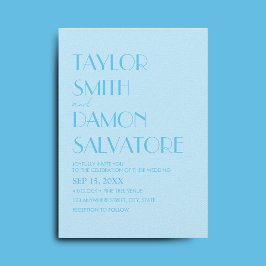 ベビーブルーはっきりした海結婚レトロ 招待状