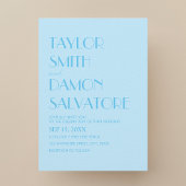 ベビーブルーはっきりした海結婚レトロ 招待状