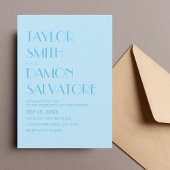 ベビーブルーはっきりした海結婚レトロ 招待状