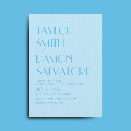 ベビーブルーはっきりした海結婚レトロ 招待状