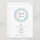 ベビーブルーアイズウォーターカラーフローラリース 招待状 (正面/裏面)