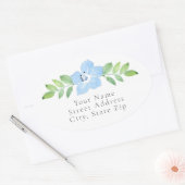 ベビーブルーアイズ水彩フローラスワッグラベル 楕円形シール (封筒)