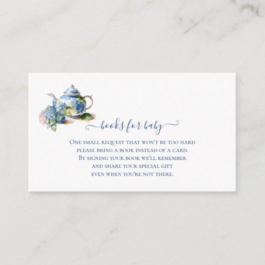 ベビーブルーアジサイ茶パーティー用の書籍 エンクロージャーカード (正面)
