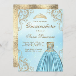 ベビーブルーアンドライト金ゴールドキンセアニェラ 招待状