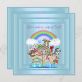 ベビーブルーアーク1st誕生日招待状 招待状 (正面/裏面)