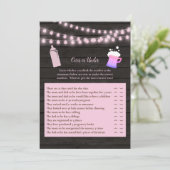 ベビーブルーイングピンク上またはベビーシャワーゲームの下 招待状 (スタンド正面)