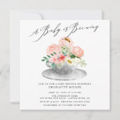 ベビーブルーイングピンク牡丹フローラベビーティーインビタ 招待状 (正面)