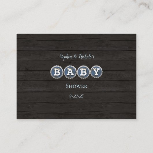 ベビーブルーイングブルー推量ゲーム赤ちゃんシャワー エンクロージャーカード (裏面)