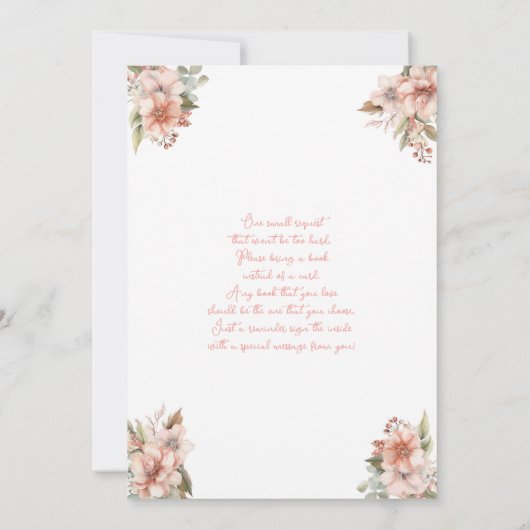 ベビーブルーイング女の子の赤ちゃんシャワー招待 招待状 (裏面)