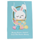 ベビーブルーイースターバニーカスタムかわいい子供たち ミディアムペーパーバッグ (正面)