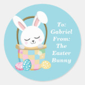 ベビーブルーイースターバニーカスタムかわいい子供たち ラウンドシール (正面)