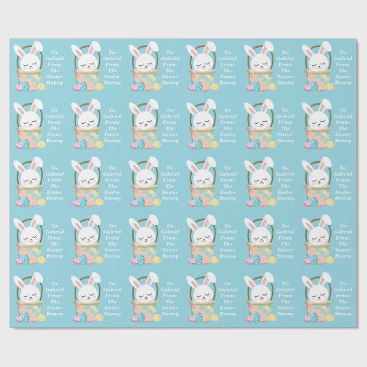 ベビーブルーイースターバニーカスタムかわいい子供たち ラッピングペーパー (フラット)