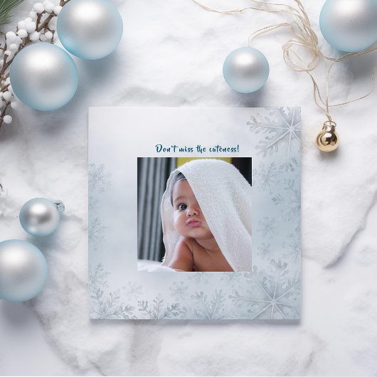 ベビーブルーウィンターオネダーランド誕生日招待状 セーブザデート