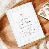 ベビーブルーウォーターカラーバプテスマ 招待状