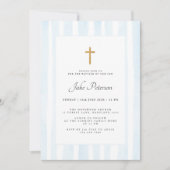 ベビーブルーウォーターカラーバプテスマ 招待状 (正面)