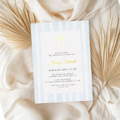 ベビーブルーウォーターカラーバプテスマ 箔招待状