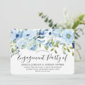ベビーブルーウォーターカラーフラワーズ婚約パーティ 招待状 (スタンド正面)