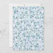 ベビーブルーウォーターカラーフローラ金ゴールドキンセアニェラ 招待状 (裏面)
