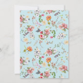 ベビーブルーエレガントウォーター色ベビーシャワー 招待状 (裏面)