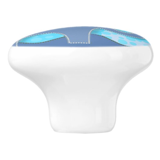 ベビーブルーエレファントアンドフラワー子供部屋 セラミックノブ (側面)