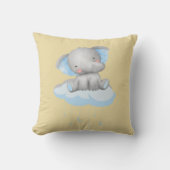 ベビーブルーエレファントオンイエロー装飾用クッション クッション (正面)