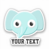 ベビーブルーエレファントスケッチカスタム文字 シール (正面)