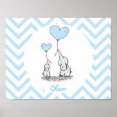 ベビーブルーエレファントパーソナライズされた男の赤ちゃん ポスター (正面)