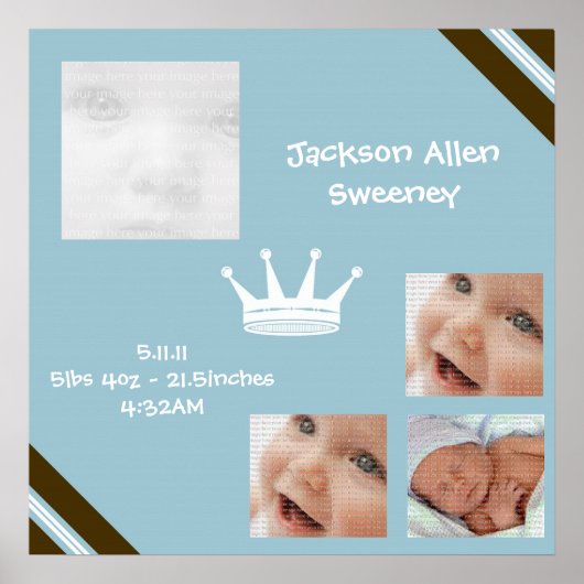 ベビーブルーキングコラージュ額壁アート ポスター (正面)