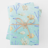 ベビーブルークジラタコシーホースアンダーシーアクア ラッピングペーパーシート (インサイチュ)