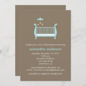 ベビーブルークリブボーイベビーシャワー 招待状 (正面/裏面)