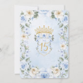 ベビーブルークリームフローラリース金ゴールドキンセアニラ 招待状 (裏面)