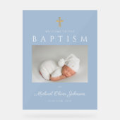 ベビーブルークロスフォトボーイバプテスマ歓迎 アクリルサイン (正面)