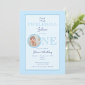 ベビーブルークロールウォークピックボールテーマ1st誕生日 招待状 (スタンド正面)