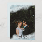 ベビーブルーグラデーションシルバー結婚ズ サンキューカード (正面/裏面)