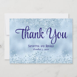ベビーブルーグリッターとフォイル結婚ズサンキューカード サンキューカード