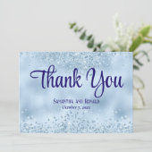 ベビーブルーグリッターとフォイル結婚ズサンキューカード サンキューカード (スタンド正面)