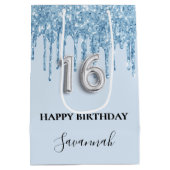 ベビーブルーグリッタードリップスネームSweet 16 ミディアムペーパーバッグ (裏面)