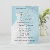 ベビーブルーグリッターブライダルシャワー 招待状 (スタンド正面)