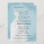 ベビーブルーグリッターブライダルシャワー 招待状 (正面/裏面)