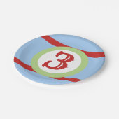 ベビーブルーグリーンと赤のカスタム誕生日 ペーパープレート (アングル)