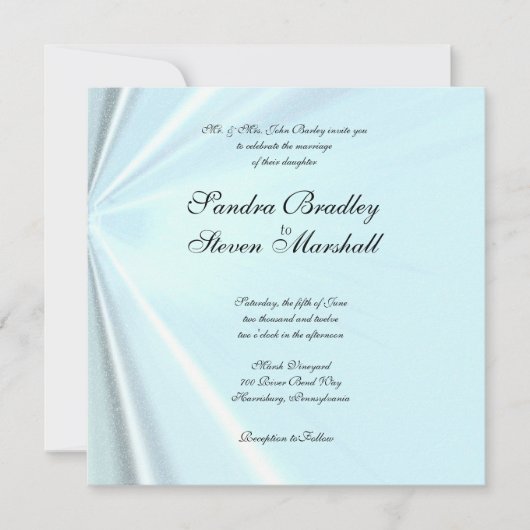 ベビーブルーサテン結婚式招待状 招待状 (正面)