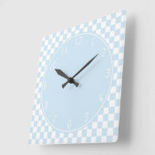 ベビーブルーサークル青い白チェッカーボード スクエア壁時計 (傾斜)