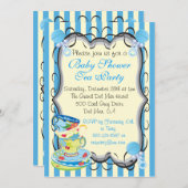 ベビーブルーシャワービクトリアンティーパーティの招待状 招待状 (正面/裏面)