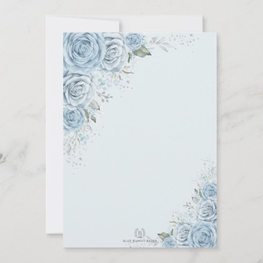 ベビーブルーシルバーキンセアニラバタフライジオメトリック 招待状 (裏面)