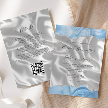 ベビーブルーシルバー瑪瑙ホワイトシルクQRコード結婚ズ